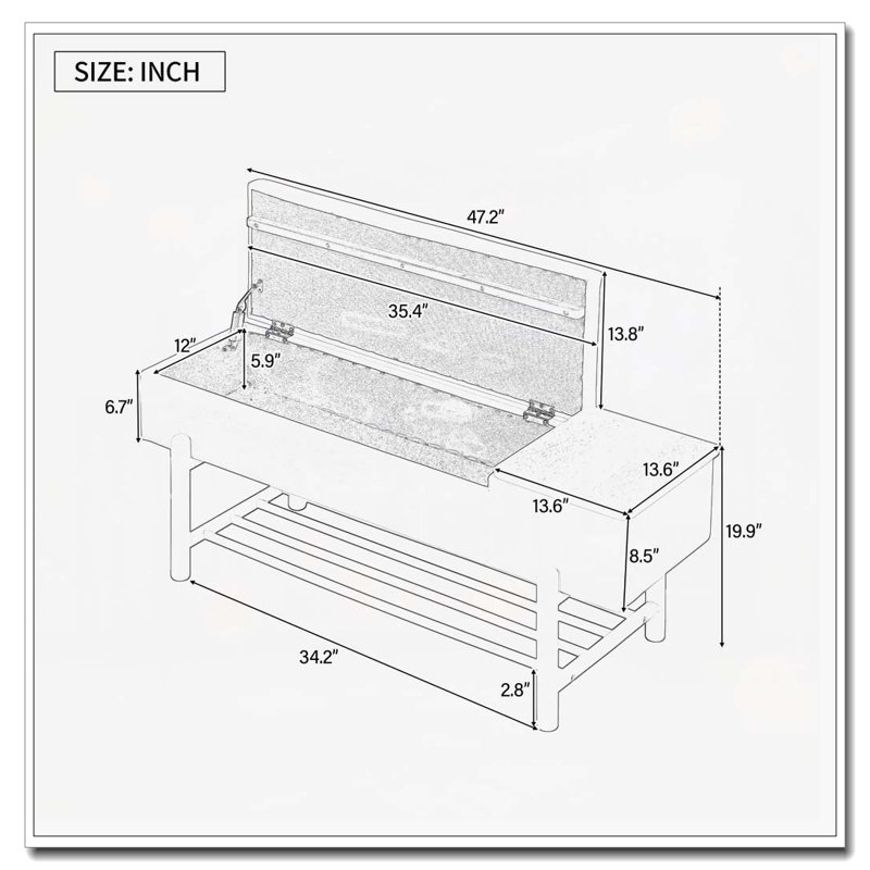Banc de rangement rembourré avec compartiment caché, banc d'entrée moderne pour le salon, le vestibule et les couloirs, Noir