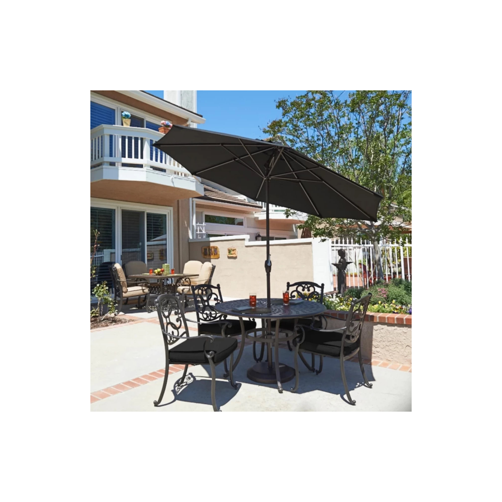 Stevie 108'' Outdoor Umbrella, Black Performance