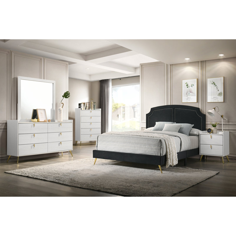 White 5-Drawer Chest with Pull Handles