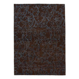 Brown Nu Vibrant Modern Tibetan Wool Silk Blend Rug - 10' x 14'4"