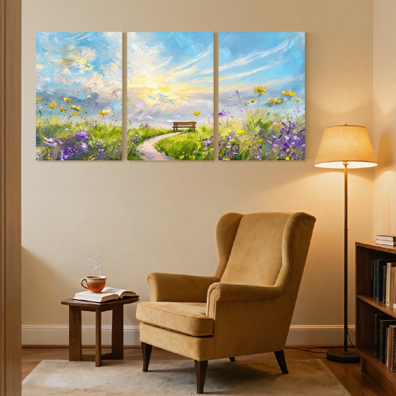 Ensemble de 3 reproductions d'art sur toile, H 18 po x l 36 po