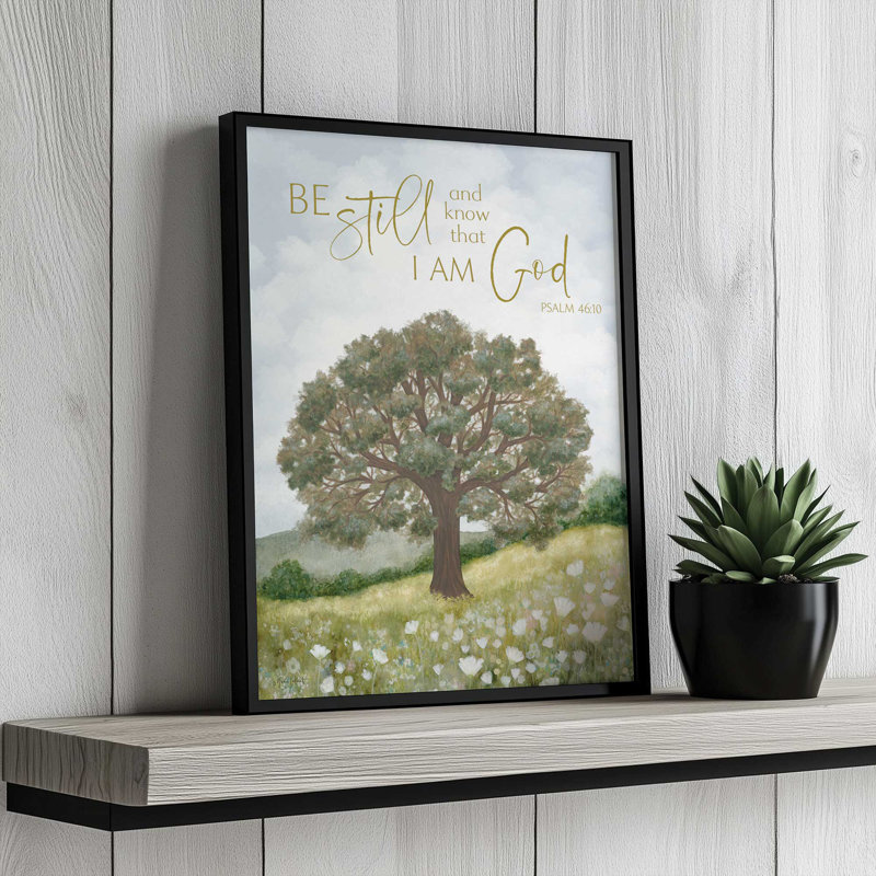 «Be Still and Know Tree» par Annie Lapoint, reproduction d'art, L 12 po x H 16 po, Doré, Impression encadrée