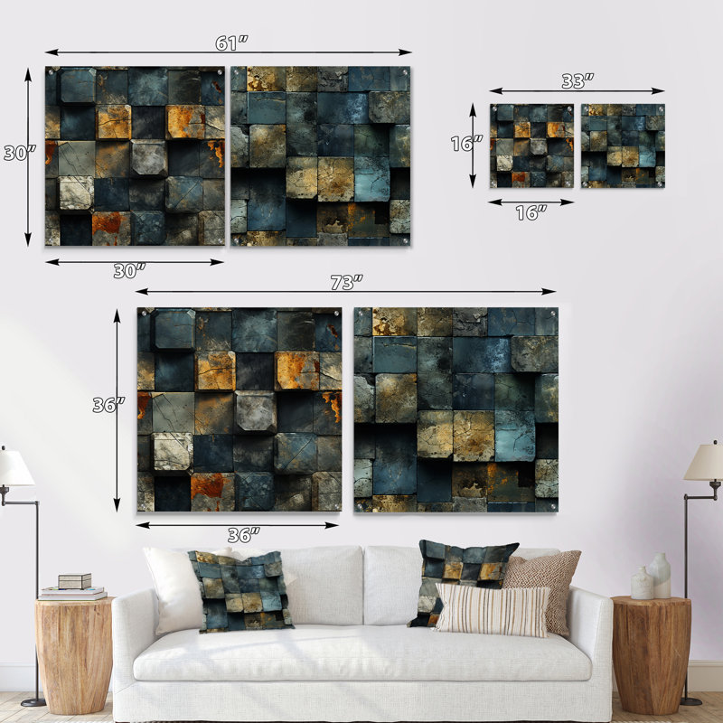 Coryden - Ensemble de 2 abstraites murales en acrylique, H 16 po x l 33 po