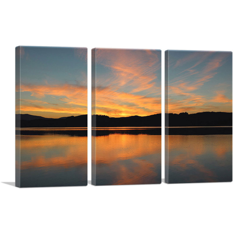 Lake Sunset Home Decor - ensemble de 3 reproductions de photos sur toiles tendues, H 40 po x l 60 po x P 0,75 po