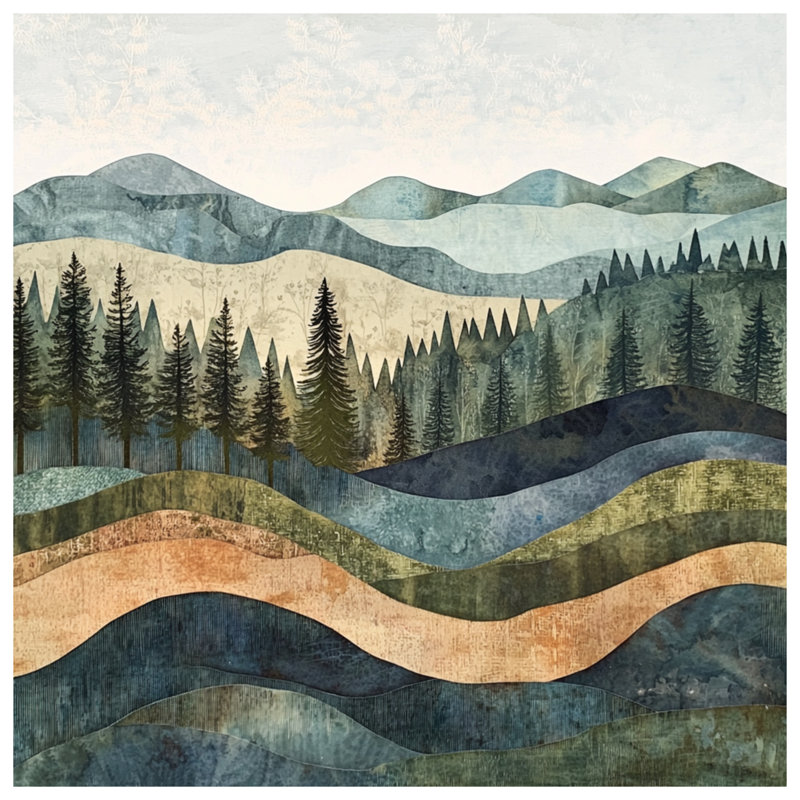 Layered Mountain Landscape Comforter, Queen
