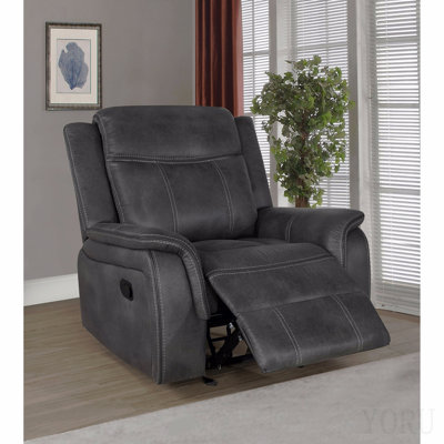 Franklin Charcoal Upholstered Padded Arm Glider Recliner