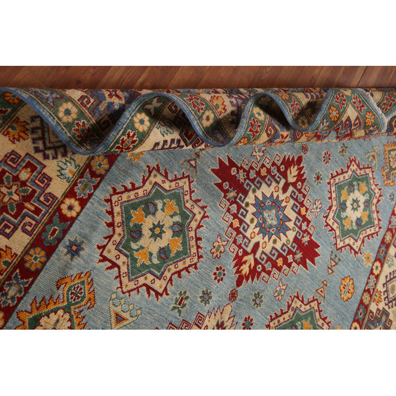 Light Blue Kazak Oriental Area Rug