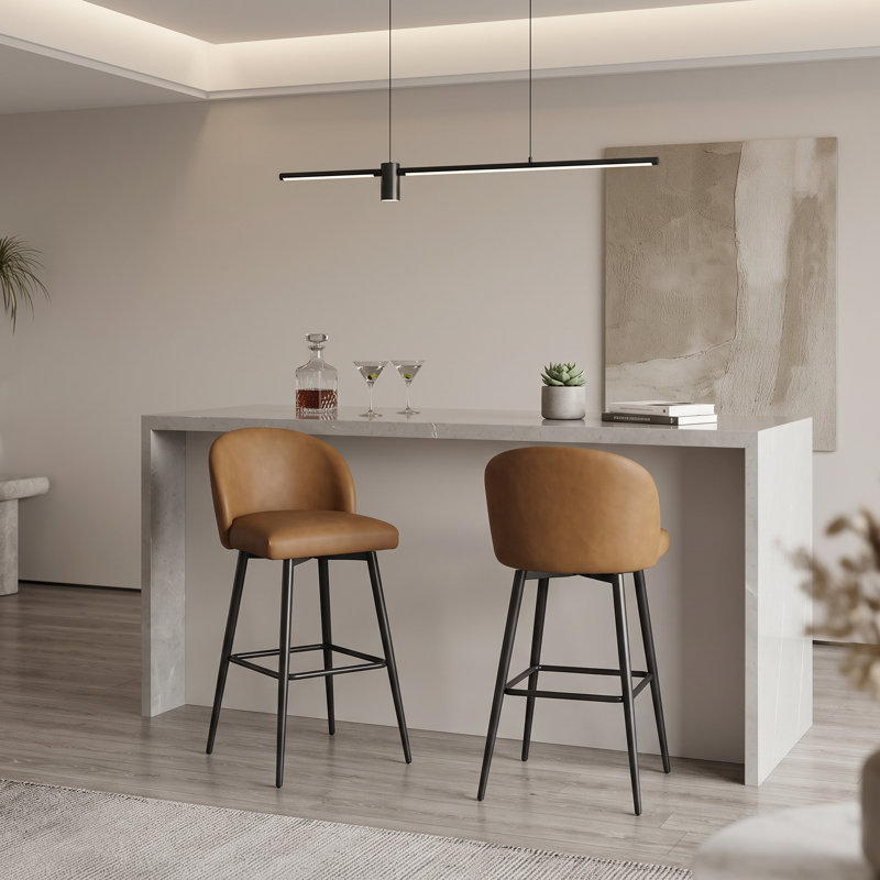 Tabouret de bar et de comptoir pivotant, Brun, Extra Tall (30.3" Seat Height)