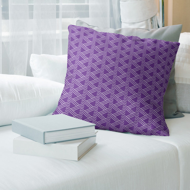 Coussin décoratif à motif zig zag classique, Bourre en polyester, H 18 po x l 18 po, Mauve clair