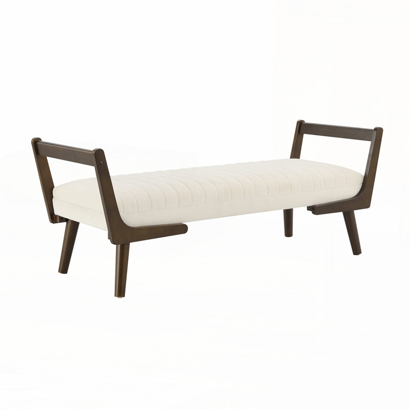 Mid Century Bench with Walnut Wood Leg