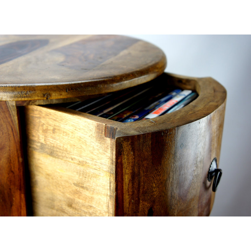 Galgano Solid Wood Drum End Table