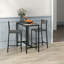 Ensemble de table de bar 3 pièces avec 2 tabourets, hauteur de comptoir, conception rectangulaire peu encombrante, plateau en bois aggloméré gris froid avec structure en métal, idéal pour les petites cuisines et les coins-repas