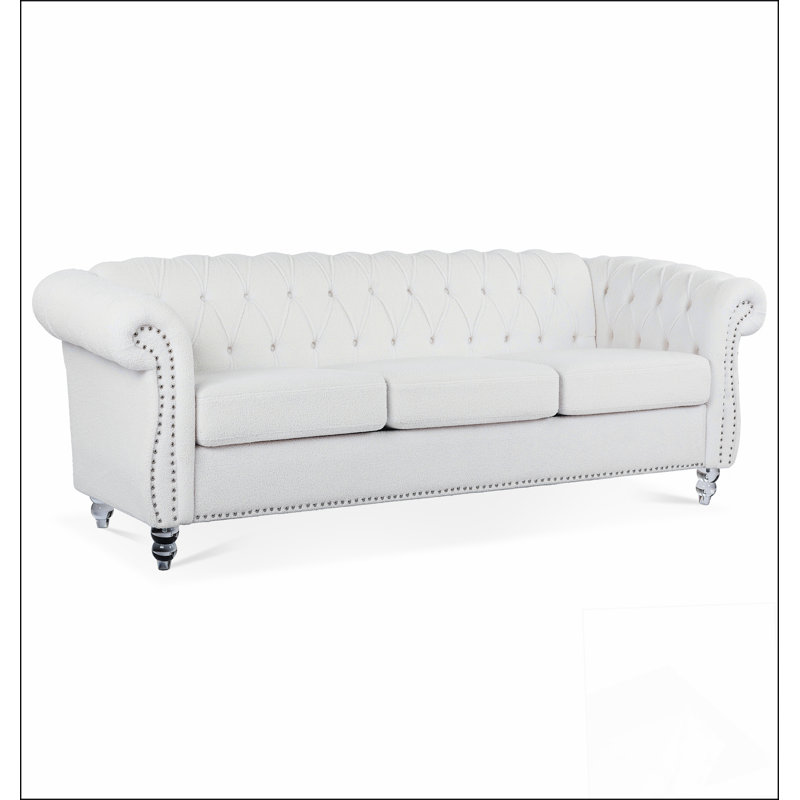84" Rolled Arm Chesterfield 3 Seater Sofa