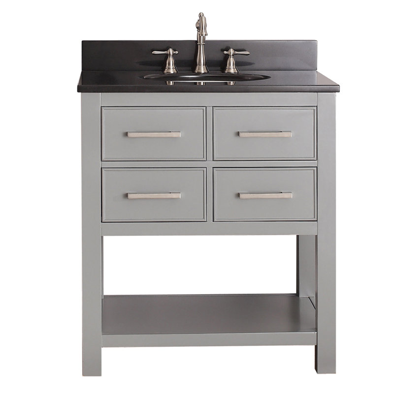 Brooks 31'' W Single Vanity, Chilled Gray, White Engineered Marble, Oval
