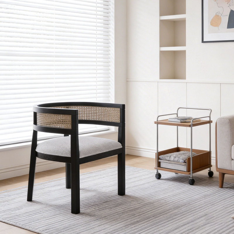 DINING CHAIR, Beige+Black