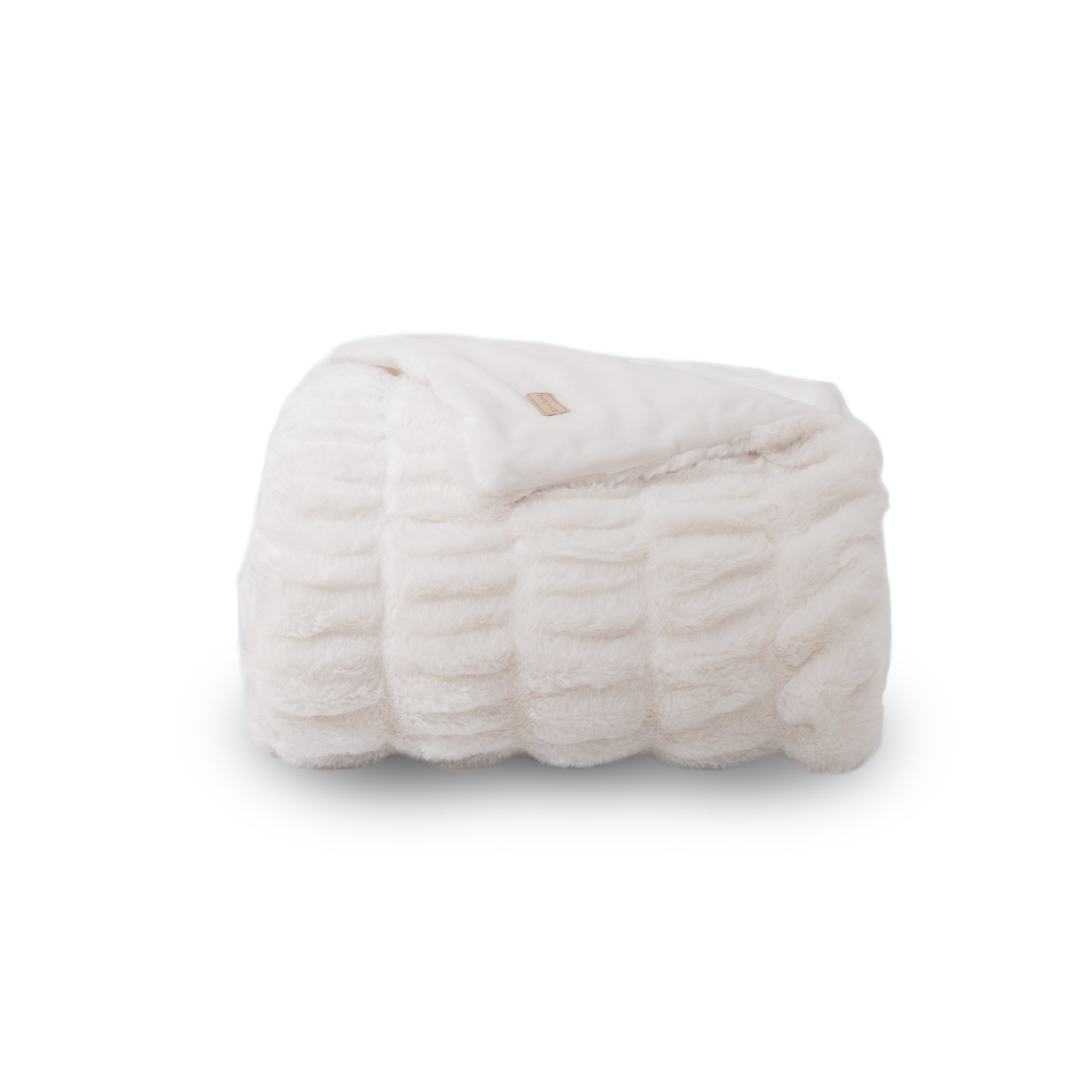 Ruched Bubble Faux Fur Throw Blanket, Ivory White, 60" W x 80" L