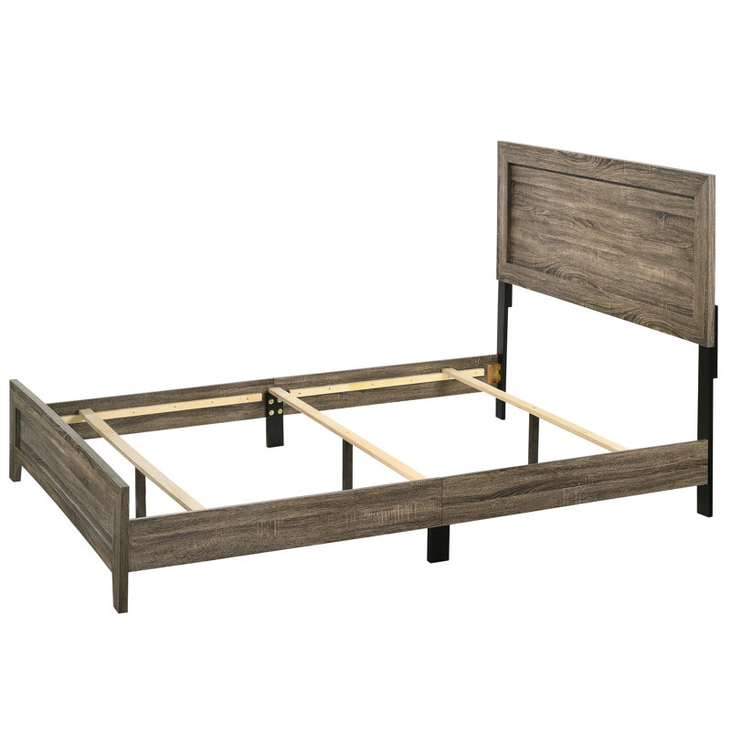 Lit simple moderne en bois avec panneau de finition gris pour chambre à coucher élégante