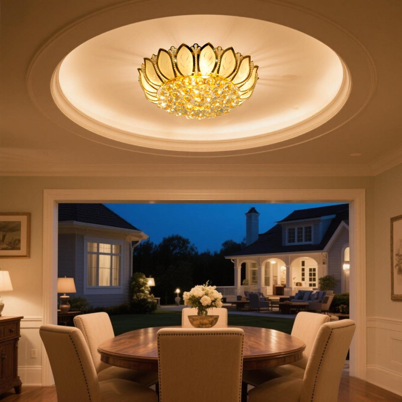 Tête de lampe 8 lumières - Cristal Lotus K9 de 23,6 po or