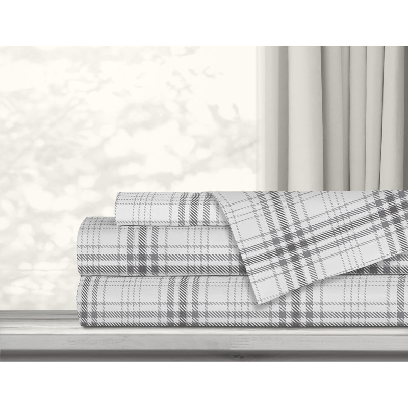 Flannel Plaid Sheet Set, Queen