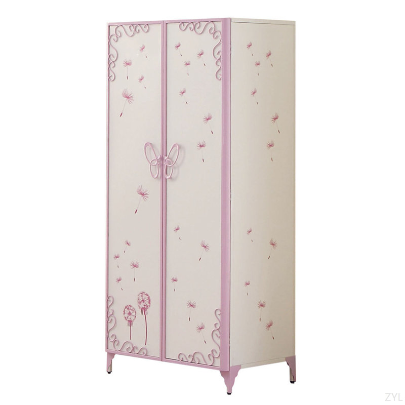 II - Garde-robe en cuir synthétique blanc et mauve clair