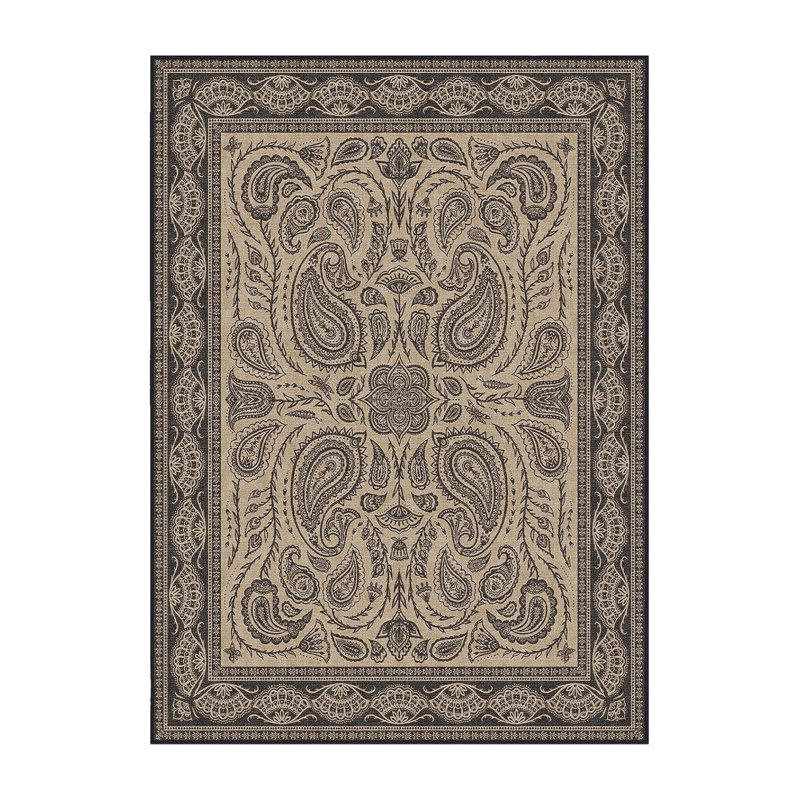 Tapis décoratif à motif cachemire beige beige, Sous-tapis rectangulaire 2 pi 6 po x 4 pi 11 po