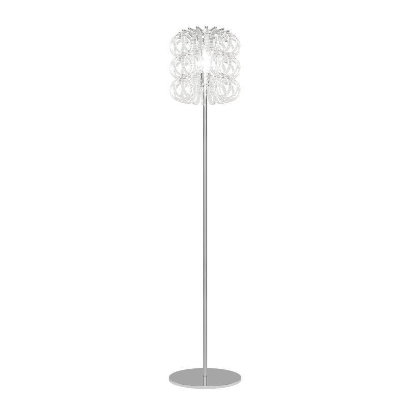 Ecos Striped 35 Floor Lamp, Glossy Chrome, Crystal Striped Glass