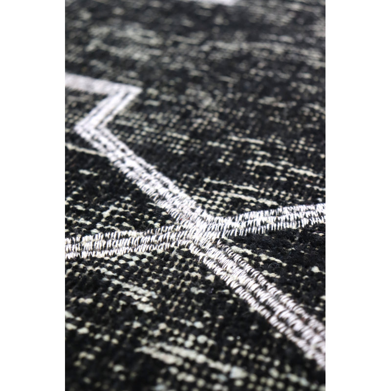 Tapis unique noir, onyx et argent 8 pi 5 po x 12 pi 8 po Overdye