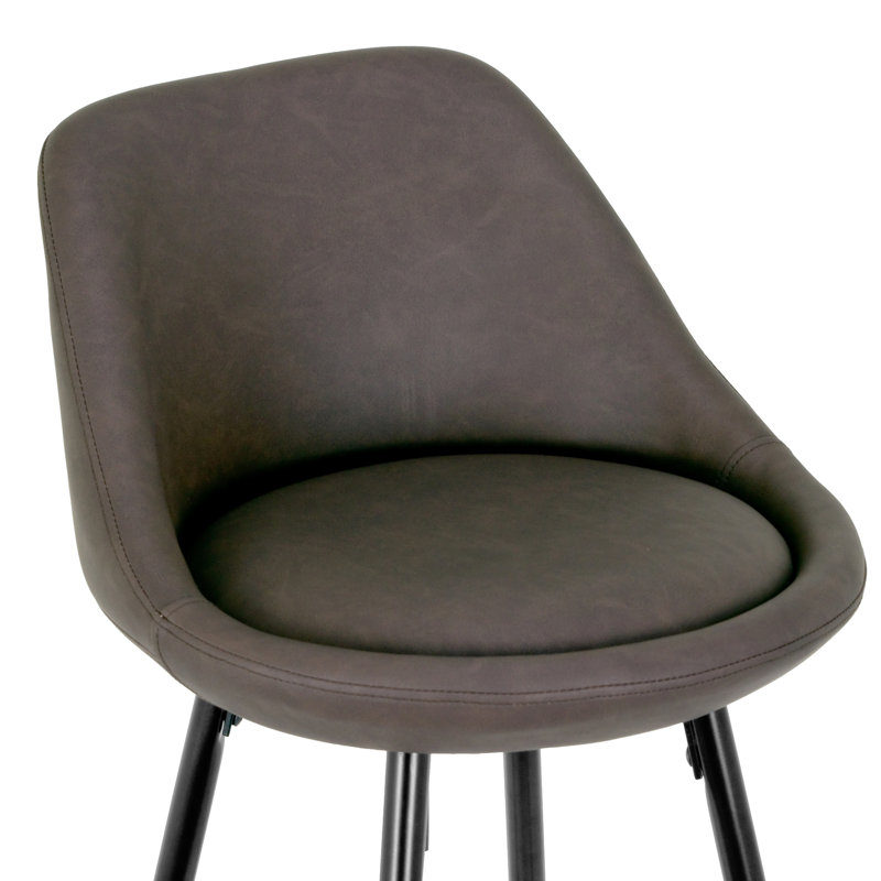 Modern Matte Brown Faux Leather 30'' Counter Stool with Metal Frame (Set of 2)