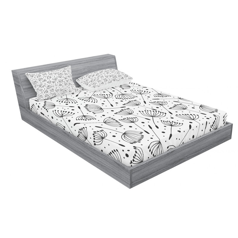 Microfiber Floral Sheet Set, Queen Sheet Set with Fitted Sheet