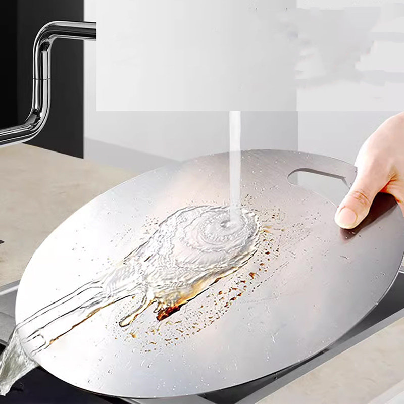 Planche à découper circulaire en acier inoxydable 304, C