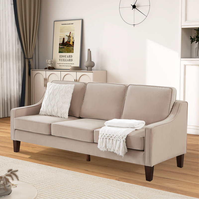 Canapé à accoudoirs carrés CAL117 de 73,97 po Ianula, 100 % polyester beige