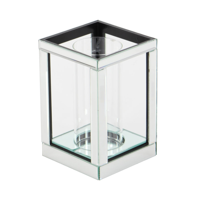 Lampe ouragan en verre avec accents en miroir