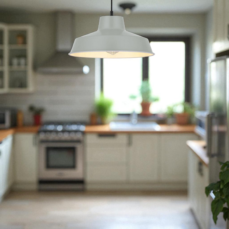 Pluto 12cm H Metal Bowl Pendant Shade ( Screw On ), Soft Grey
