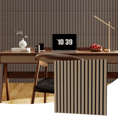 6 PCS 23,6 * 23,6 pouces panneau épaisseur 12mm 3D Panneaux muraux Acoustiques en Bois tuiles insonorisantes Panneaux de lattes modernes pour Home Cinéma Bureau Studio Chambre Salon