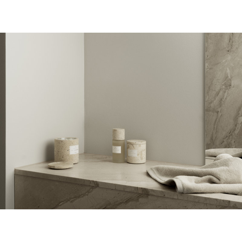 FRABLI Scented Candle w/Travertine Container - Large - Cotton Island Fragrance, 11.2 oz