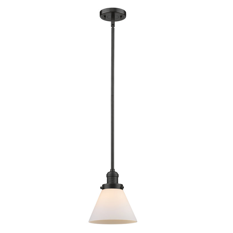 Luminaire suspendu conique à 1 lumière Mosley, Ampoule DEL 6 watts Vinage, Blanc mat, Bronze huilé