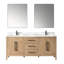 Meuble-lavabo double autoportant Griswalda 72 po avec comptoir en quartz et miroir-91927726