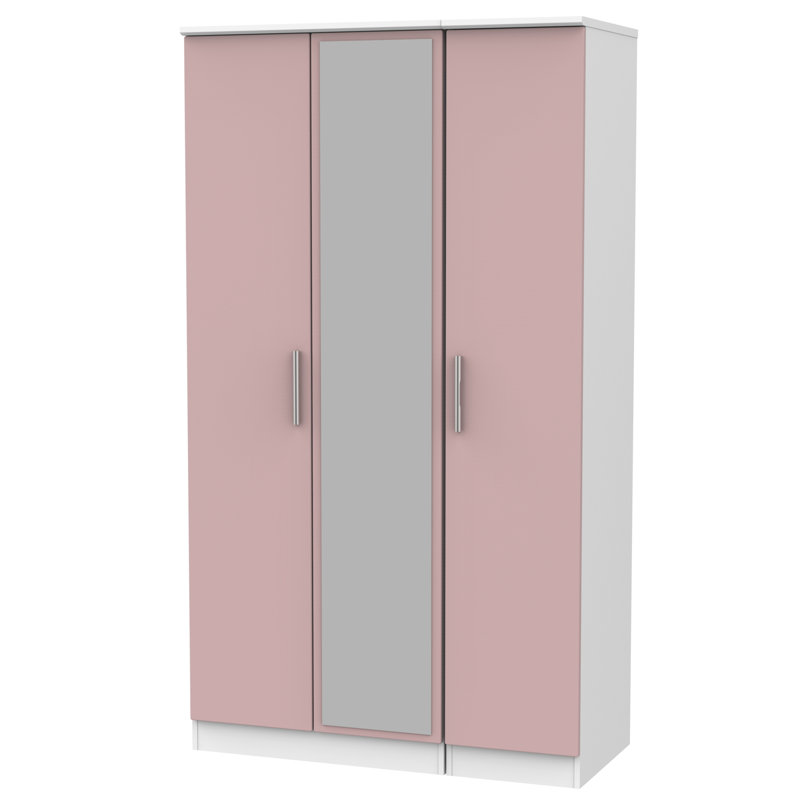 Fully Assembled Knightsbridge 3 Door Wardrobe, Pink/White
