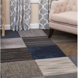 DIY 20'' W x 20'' L Plush Cut, Level Loop) Peel & Stick Polypropylene Carpet Tile