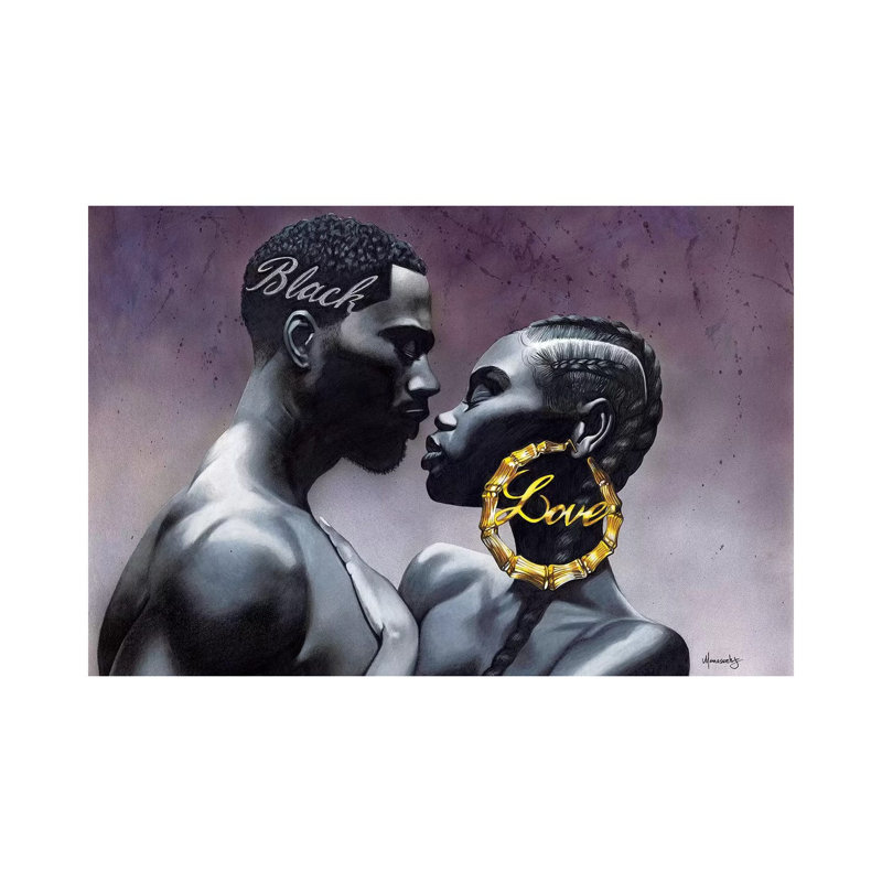 «Black Love» par Manasseh Johnson - reproduction d'art, Toile tendue, H 18 po x l 26 po x P 1,5 po