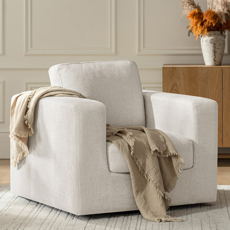Monteith Slipcovered Swivel Rocker Chair, Oatmeal