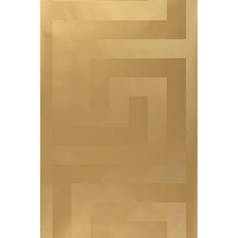 Versace Greek Key Silver Gray Vinyl Wallpaper, Gold, 27' L x 15" W