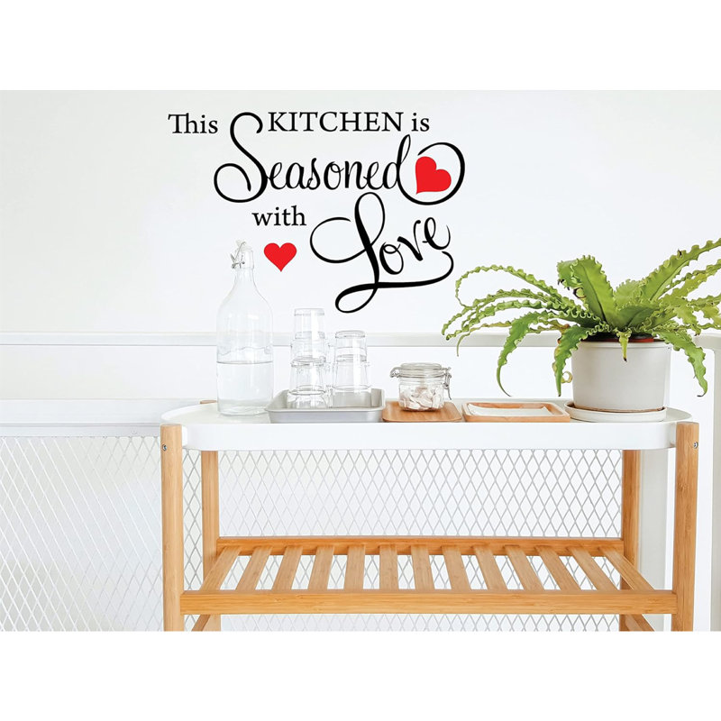 Adhésif décoratif en vinyle «This Kitchen is Seasoned with Love» - citation inspirante amovible Peel & Stick pour cuisine, salle à manger, garde-manger - Art culinaire et décoration maison