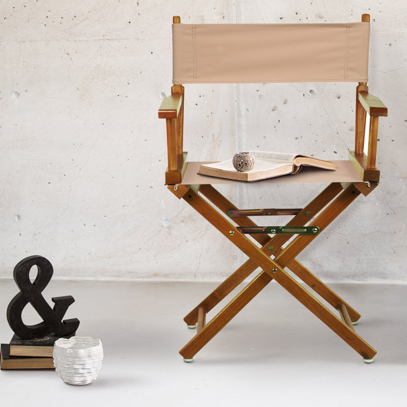 Chaise de réalisateur pliante 18 po, Olive, Chêne miel