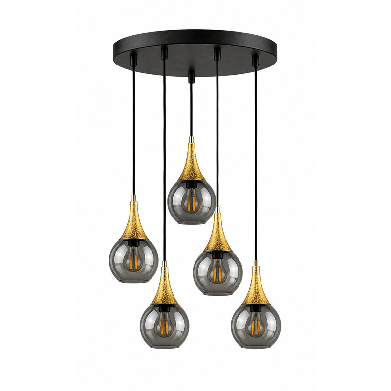 Creekmore 5 - Light Cluster Pendant, Black/Gold, Grey