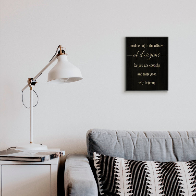 «Medle Not In Dragon Dragon's Saying Mythical», H 14 po x l 11 po, Giclée encadrée noir minuit