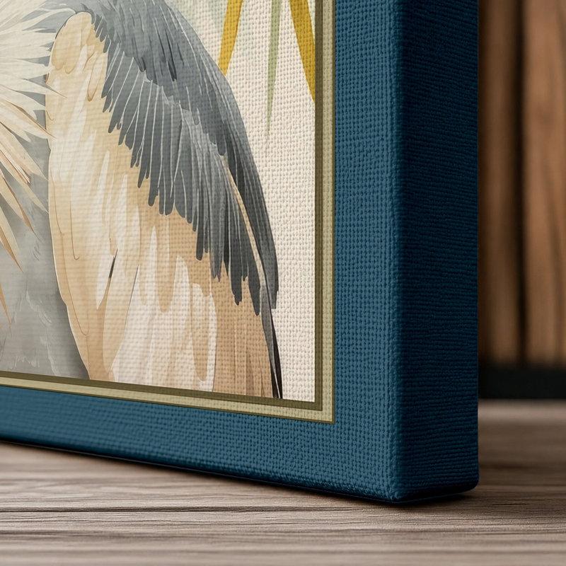 Heron in Profile Coastal - Wrapped Canvas, 18x12 - 45.7 x 30.5 cm, Teal Border
