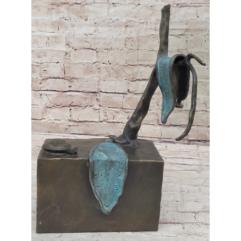 «The Persistance of Memory», horloge fondante, sculpture d'art en bronze d'après Salvador Dali