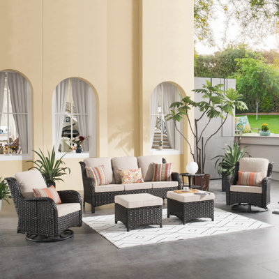Cracraft Patio Furniture Set with Swivel Rocking Glider Chairs, for Patio, Deck, Backyard, and Front Porch