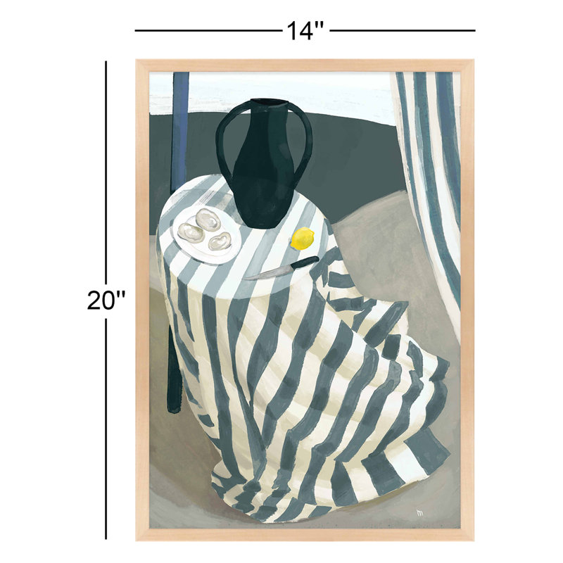 Oysters at the Beach by Marco Marella for Studio M - Framed Wall Art, 14" W x 20" H, Maple Framed Paper